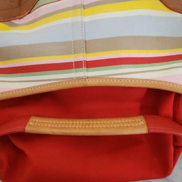 Vintage Rare Coach Hampton Multi-Colored Striped Handbag Satchel Purse - Picture 10 of 11